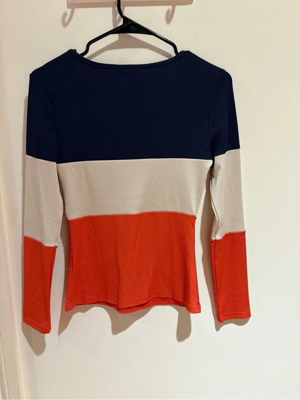 chic Navy Ribbed Knit Top with Black Label - Picture 5 of 5